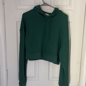 Emerald Waffle Knit Cropped Hoodie by Better Together